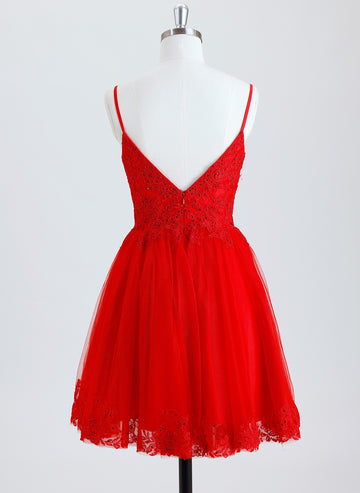 Ball-Gown/Princess V-Neck Short Tulle Homecoming Dress With Rhinestone